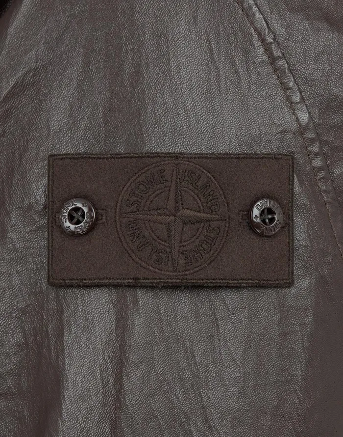 002F3 Featherweight Leather With Stretch Wool Nylon Down Ghost Piece Blouson In Dark BrownJackets Dark Brown Mens Stone Island Coats and Jackets
