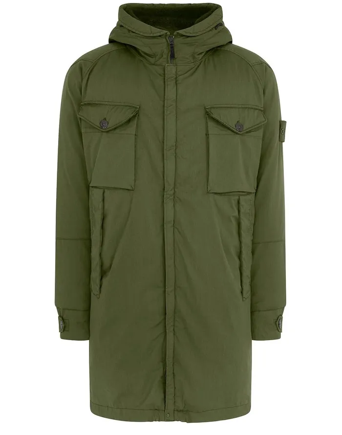 716F2 Stretch Wool NylonTc Down Ghost Piece Fishtail Parka In KhakiJackets Khaki Mens Stone Island Coats and Jackets 716F2 Stretch Wool NylonTc Down Ghost Piece Fishtail Parka In KhakiJackets Khaki Mens Stone Island Coats and Jackets