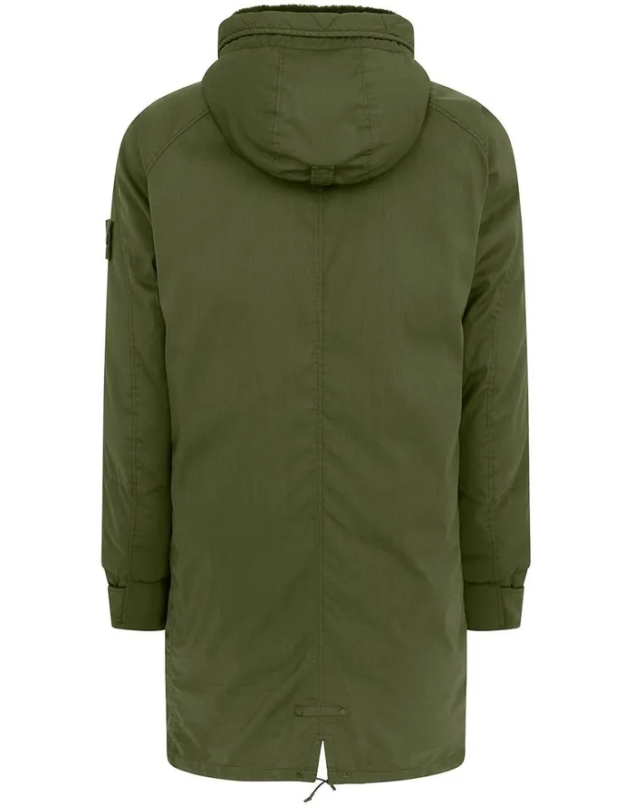 716F2 Stretch Wool NylonTc Down Ghost Piece Fishtail Parka In KhakiJackets Khaki Mens Stone Island Coats and Jackets