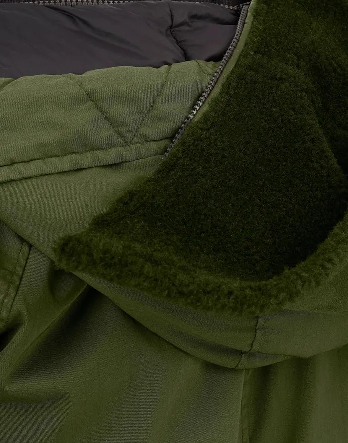 716F2 Stretch Wool NylonTc Down Ghost Piece Fishtail Parka In KhakiJackets Khaki Mens Stone Island Coats and Jackets