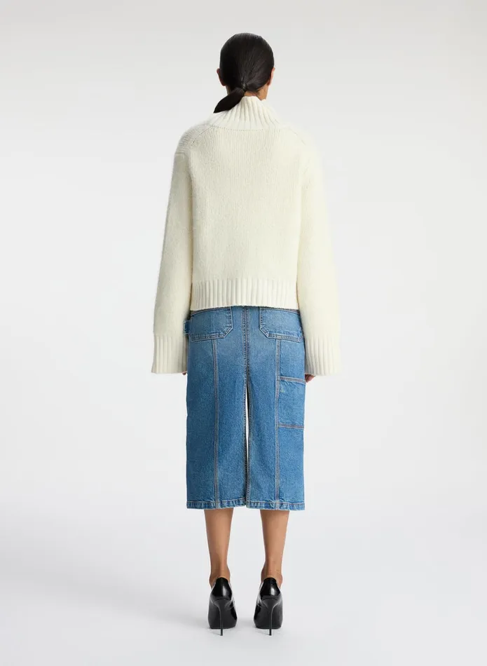 ALC Bottoms Alden Stretch Denim Midi Skirt Medium Wash 8211 Women
