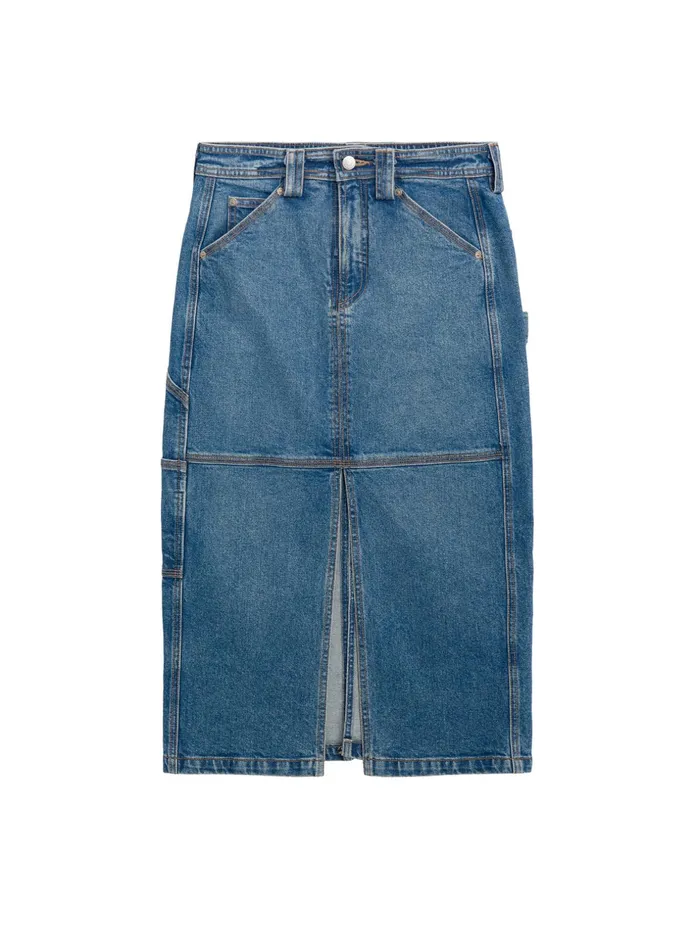 ALC Bottoms Alden Stretch Denim Midi Skirt Medium Wash 8211 Women