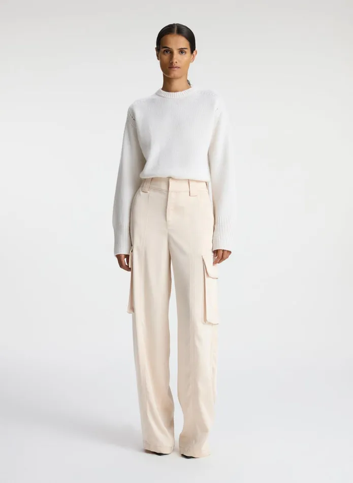 ALC Bottoms Bryan Satin Cargo Pant Light Buff 8211 Women