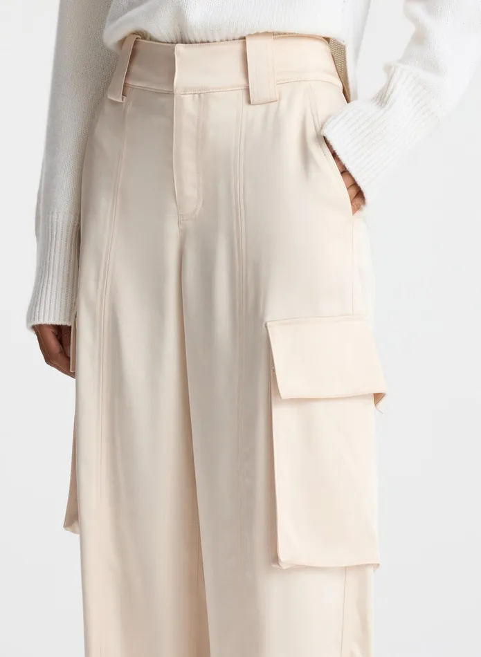 ALC Bottoms Bryan Satin Cargo Pant Light Buff 8211 Women