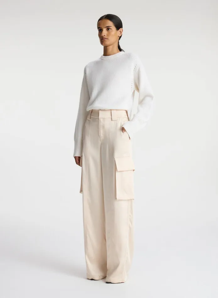 ALC Bottoms Bryan Satin Cargo Pant Light Buff 8211 Women