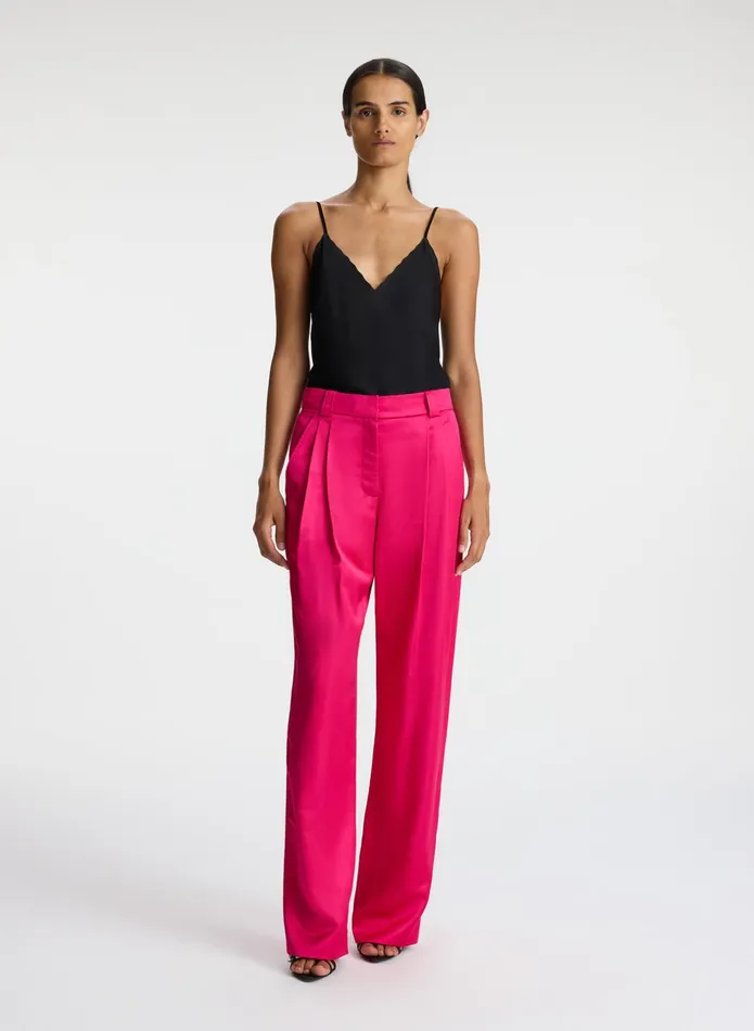 ALC Bottoms Fynn Structured Satin Pant Disco Pink 8211 Women