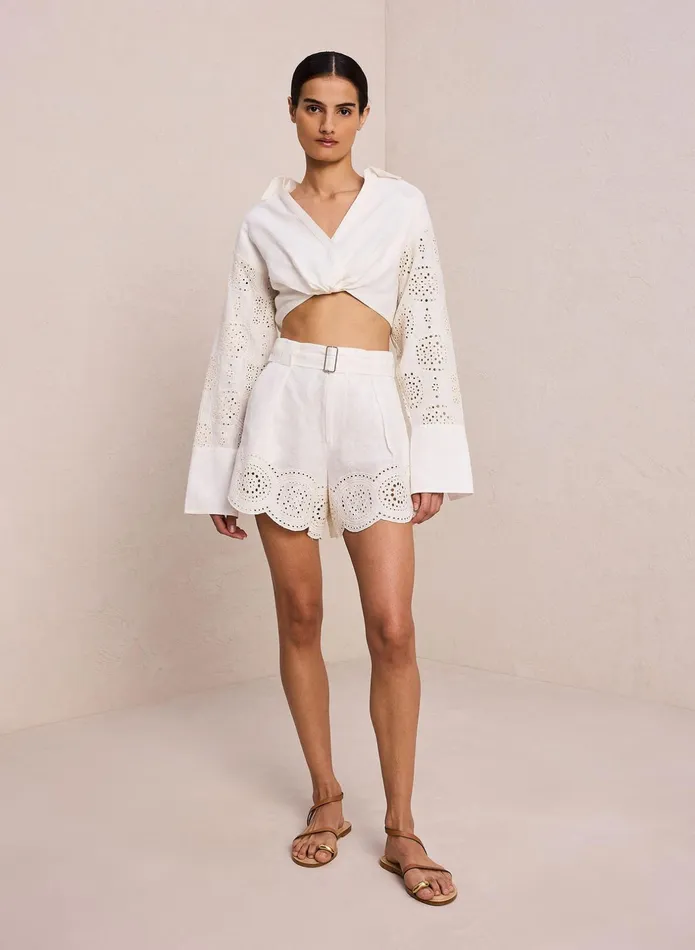 ALC Bottoms Milos Linen Eyelet Short Ivorycream 8211 Women
