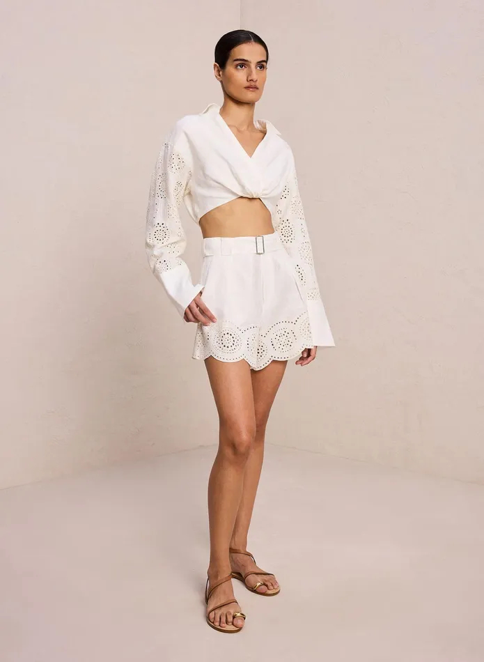ALC Bottoms Milos Linen Eyelet Short Ivorycream 8211 Women