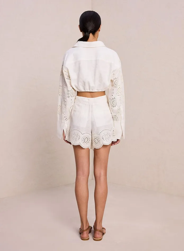 ALC Bottoms Milos Linen Eyelet Short Ivorycream 8211 Women
