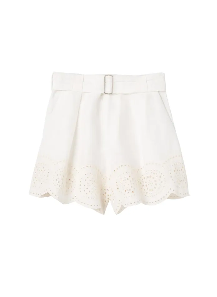 ALC Bottoms Milos Linen Eyelet Short Ivorycream 8211 Women