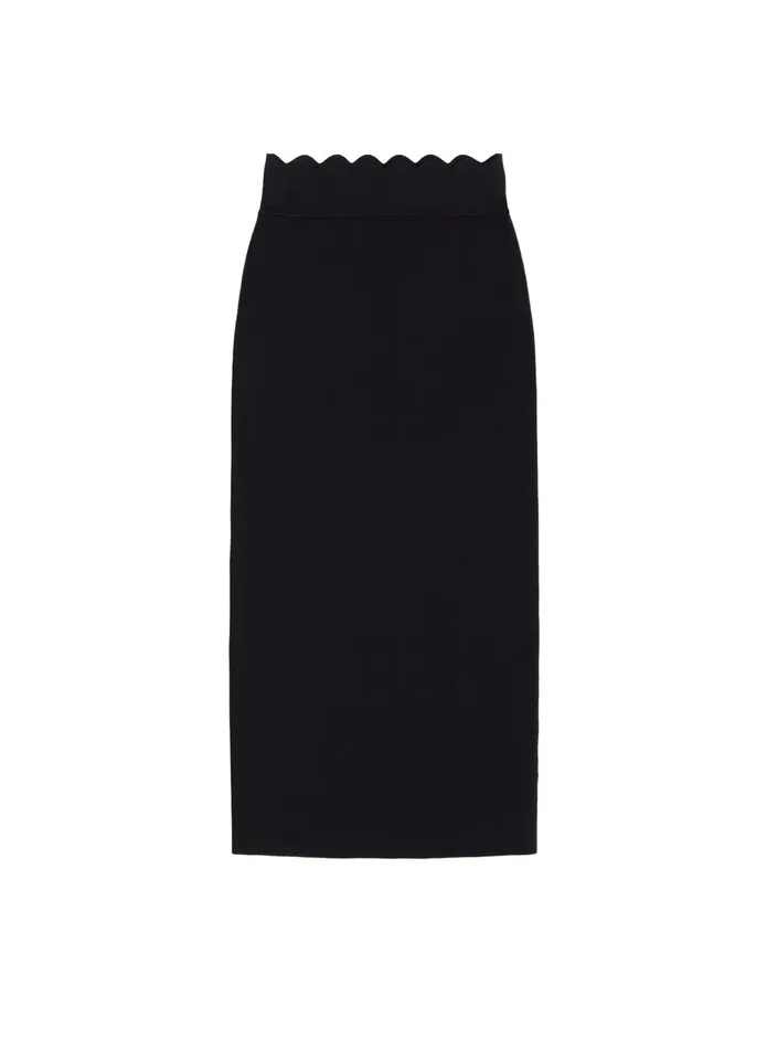 ALC Bottoms Quincy Scalloped Knit Midi Skirt Black 8211 Women