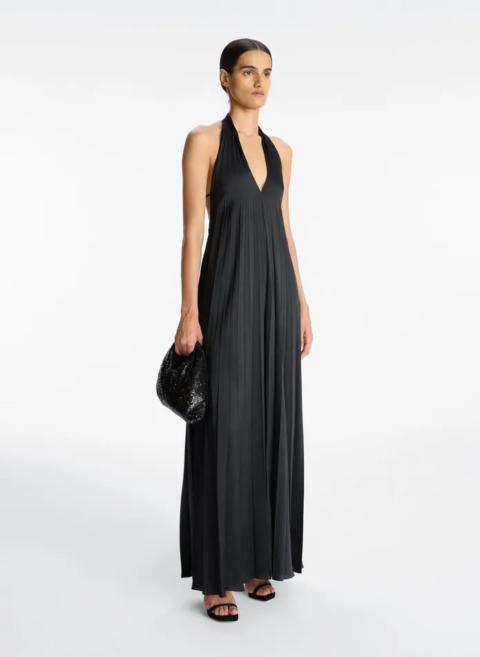 ALC Bottoms Rio Satin Pleated Jumpsuit Black 8211 Women