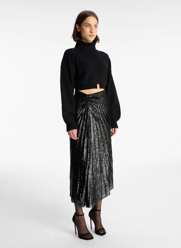 ALC Bottoms Tori Sequin Midi Skirt Black 8211 Women