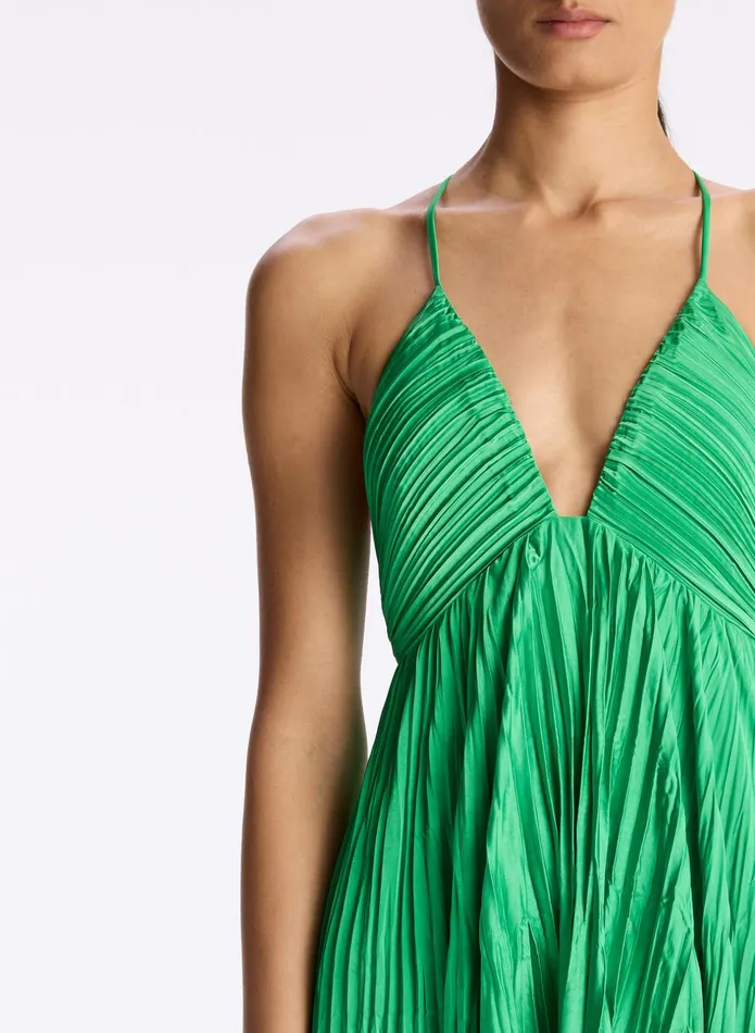 ALC Dresses Angelina Ii Satin Pleated Dress Verde 8211 Women