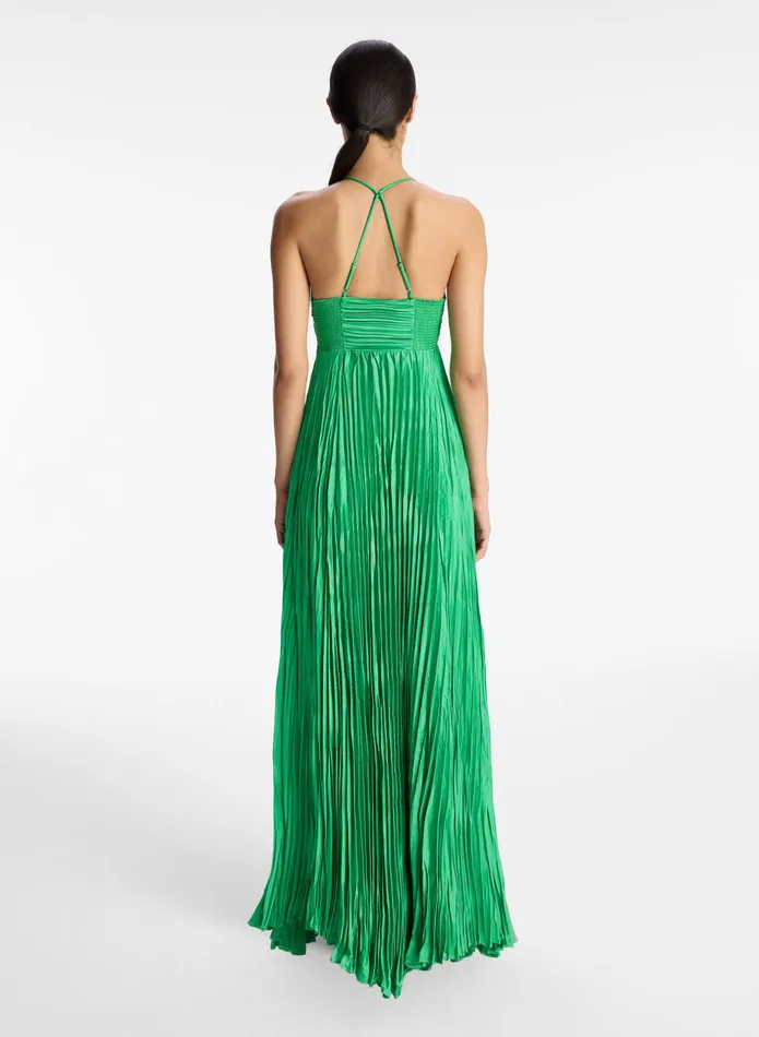 ALC Dresses Angelina Ii Satin Pleated Dress Verde 8211 Women