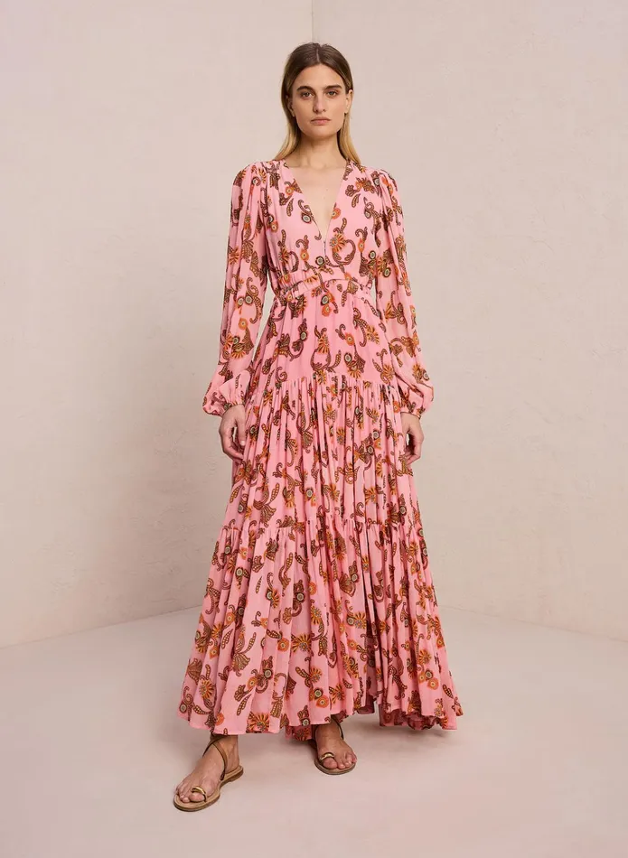 ALC Dresses Annie Silk Maxi Dress Rosa Multi 8211 Women