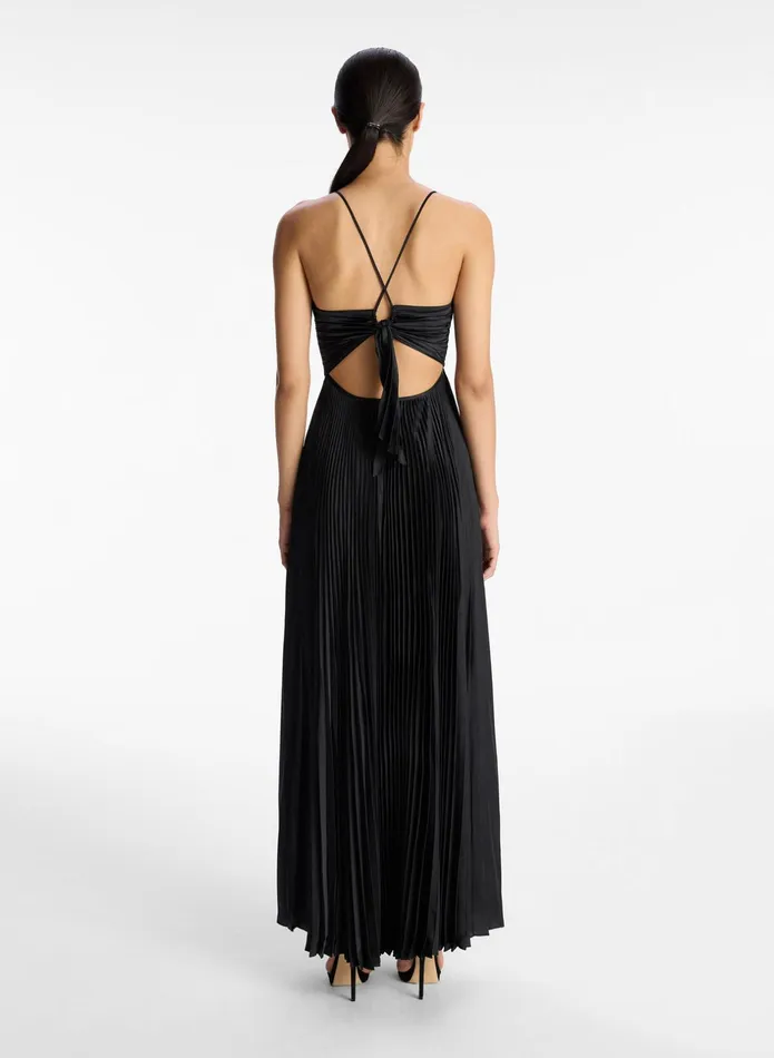 ALC Dresses Aries Satin Pleated Dress Black 8211 Women
