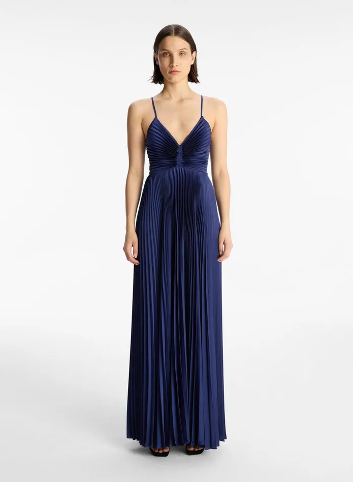ALC Dresses Aries Satin Pleated Dress Riviera 8211 Women