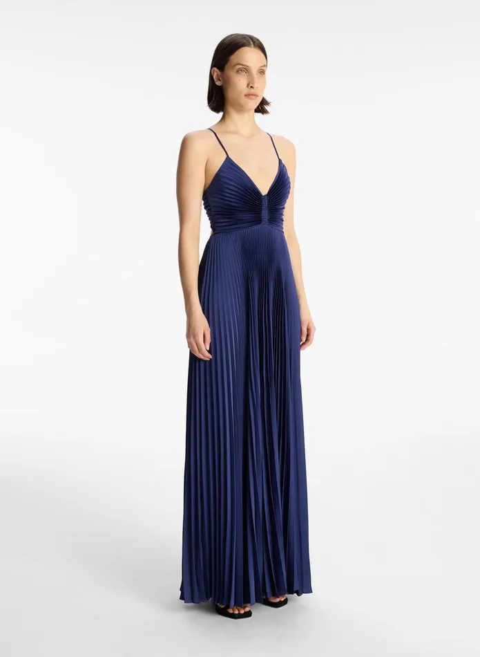 ALC Dresses Aries Satin Pleated Dress Riviera 8211 Women