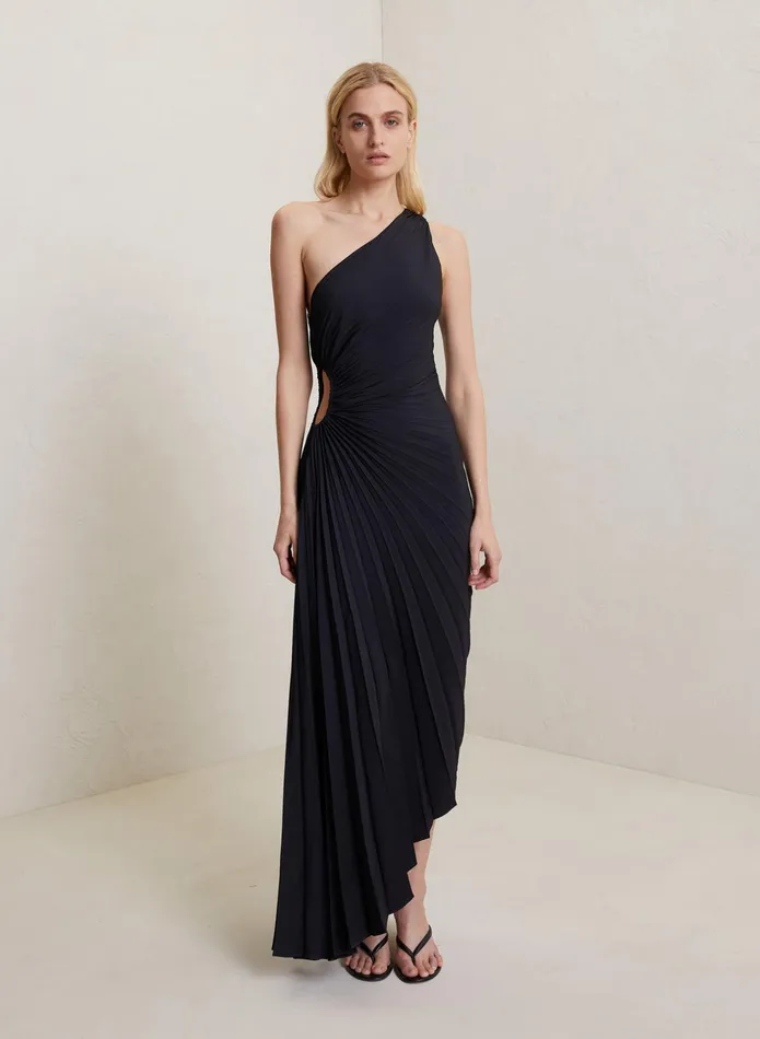 ALC Dresses Delfina Matte Pleated Dress Black 8211 Women
