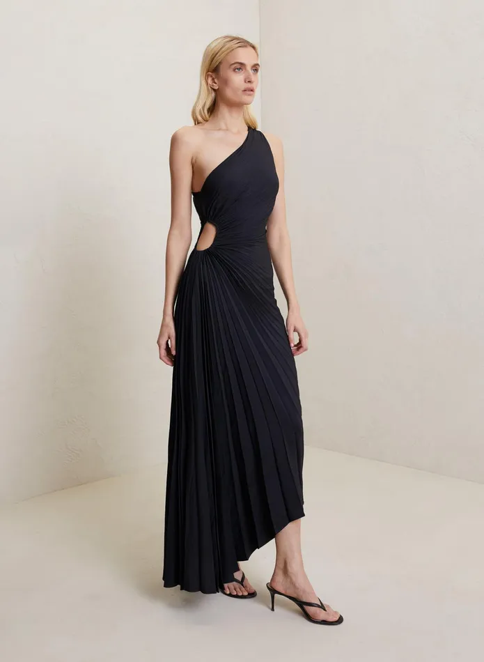 ALC Dresses Delfina Matte Pleated Dress Black 8211 Women