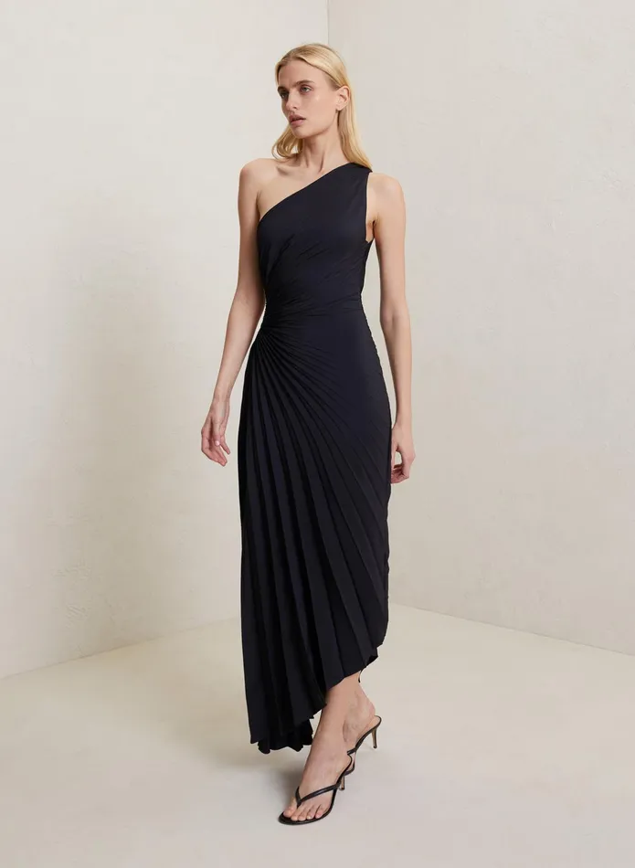 ALC Dresses Delfina Matte Pleated Dress Black 8211 Women