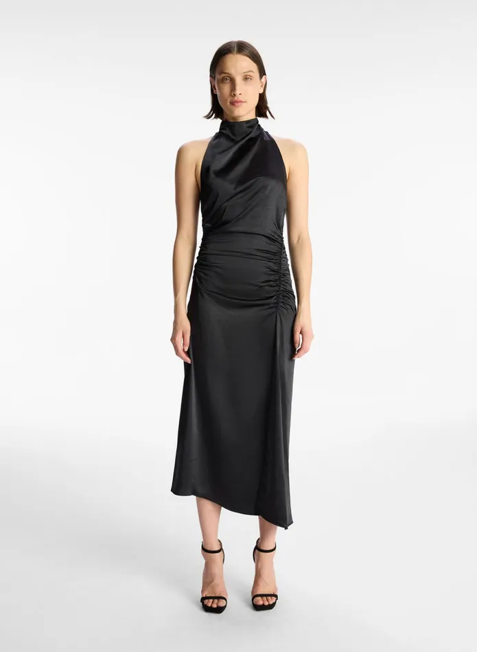 ALC Dresses Inez Satin Midi Dress Black 8211 Women