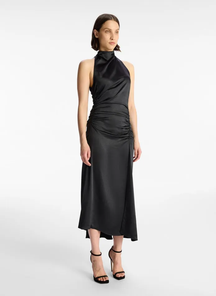 ALC Dresses Inez Satin Midi Dress Black 8211 Women