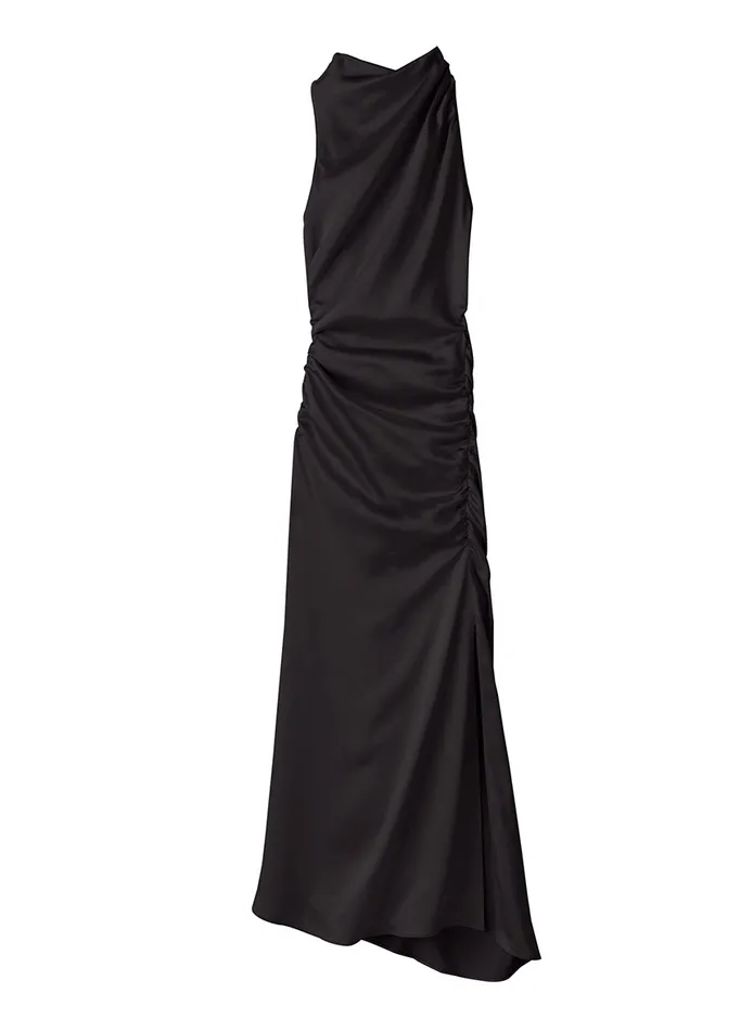 ALC Dresses Inez Satin Midi Dress Black 8211 Women