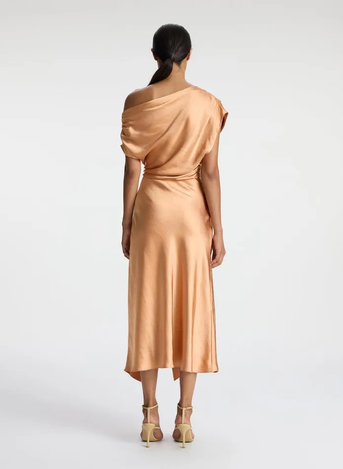 ALC Dresses Jasmine Satin Midi Dress Sandstone 8211 Women