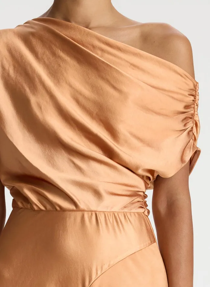 ALC Dresses Jasmine Satin Midi Dress Sandstone 8211 Women