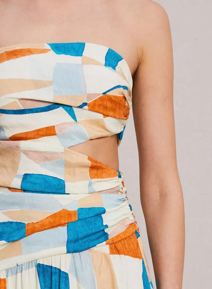ALC Dresses Lark Strapless Maxi Dress Amalfi Blueapricot Multi 8211 Women