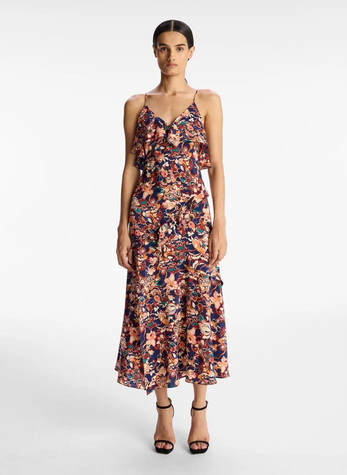 ALC Dresses Penelope Silk Midi Dress Port Wine Multi 8211 Women