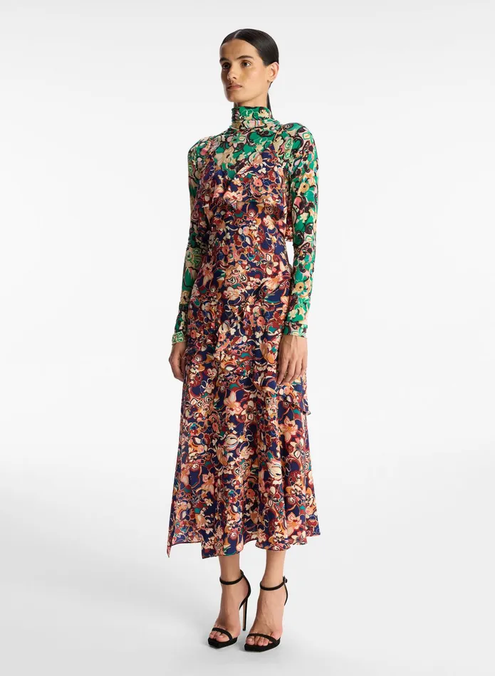 ALC Dresses Penelope Silk Midi Dress Port Wine Multi 8211 Women