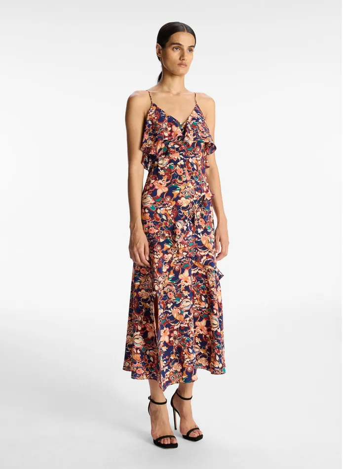 ALC Dresses Penelope Silk Midi Dress Port Wine Multi 8211 Women