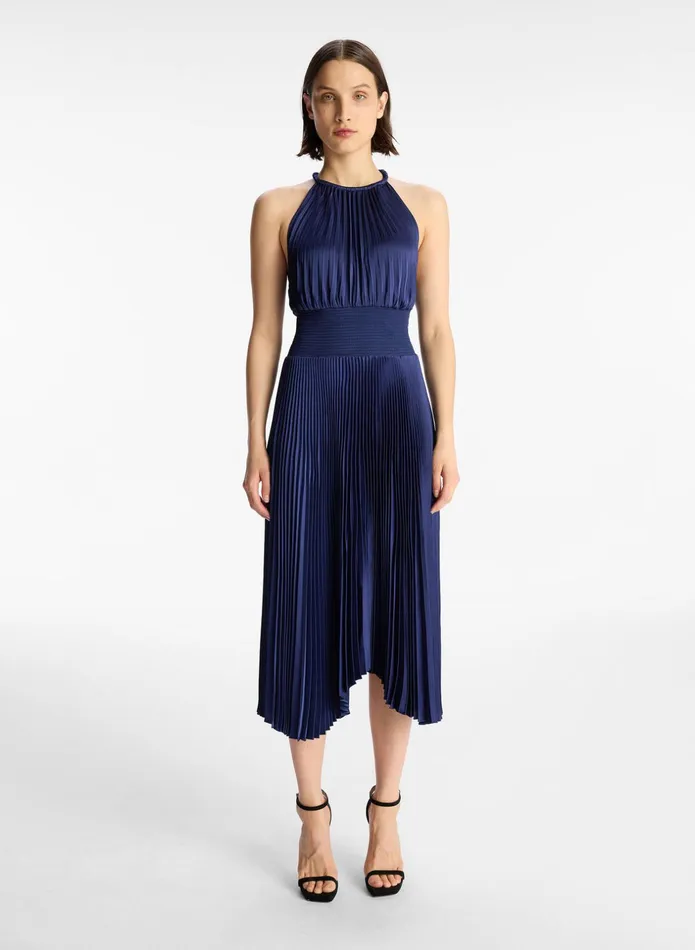 ALC Dresses Renzo Ii Satin Pleated Dress Riviera 8211 Women
