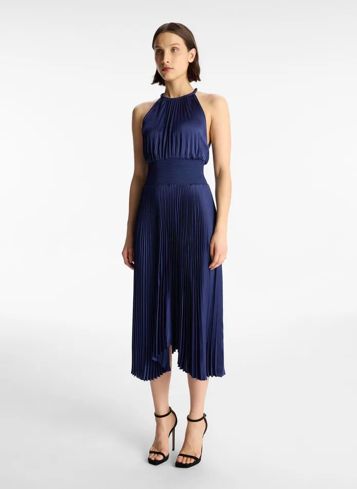 ALC Dresses Renzo Ii Satin Pleated Dress Riviera 8211 Women