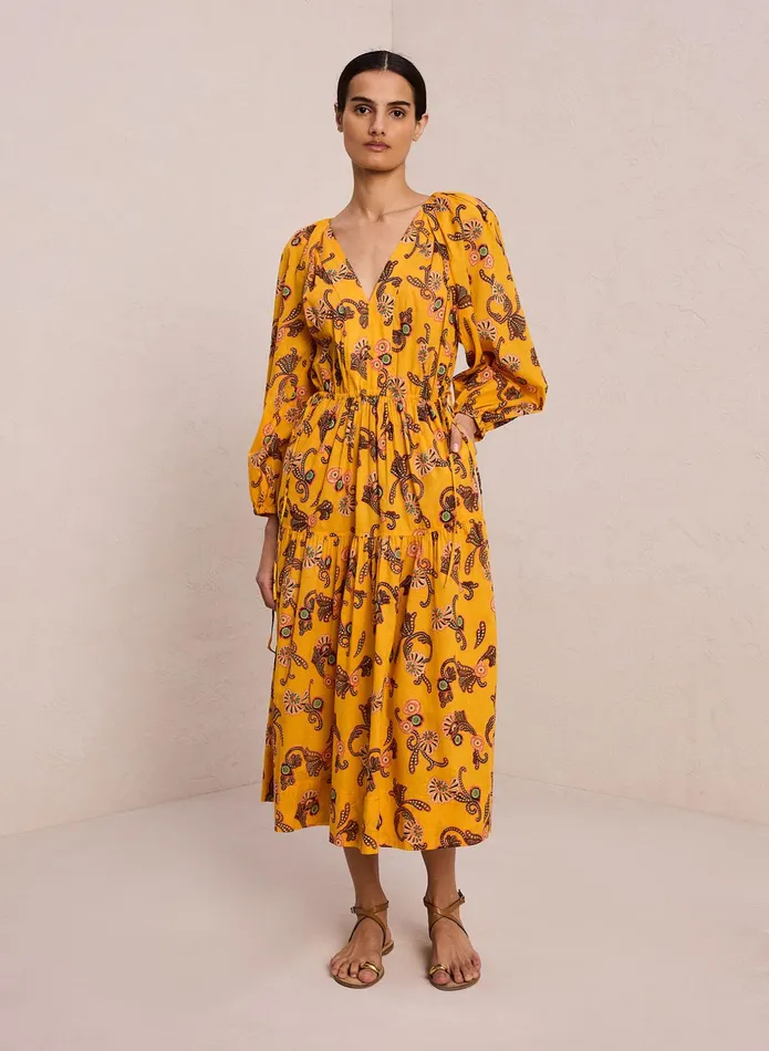ALC Dresses Sayer Cotton Midi Dress Limone Multi 8211 Women