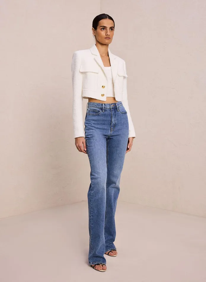 ALC Jackets and Coats Banks Cotton Tweed Jacket White 8211 Women
