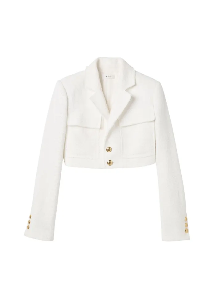 ALC Jackets and Coats Banks Cotton Tweed Jacket White 8211 Women
