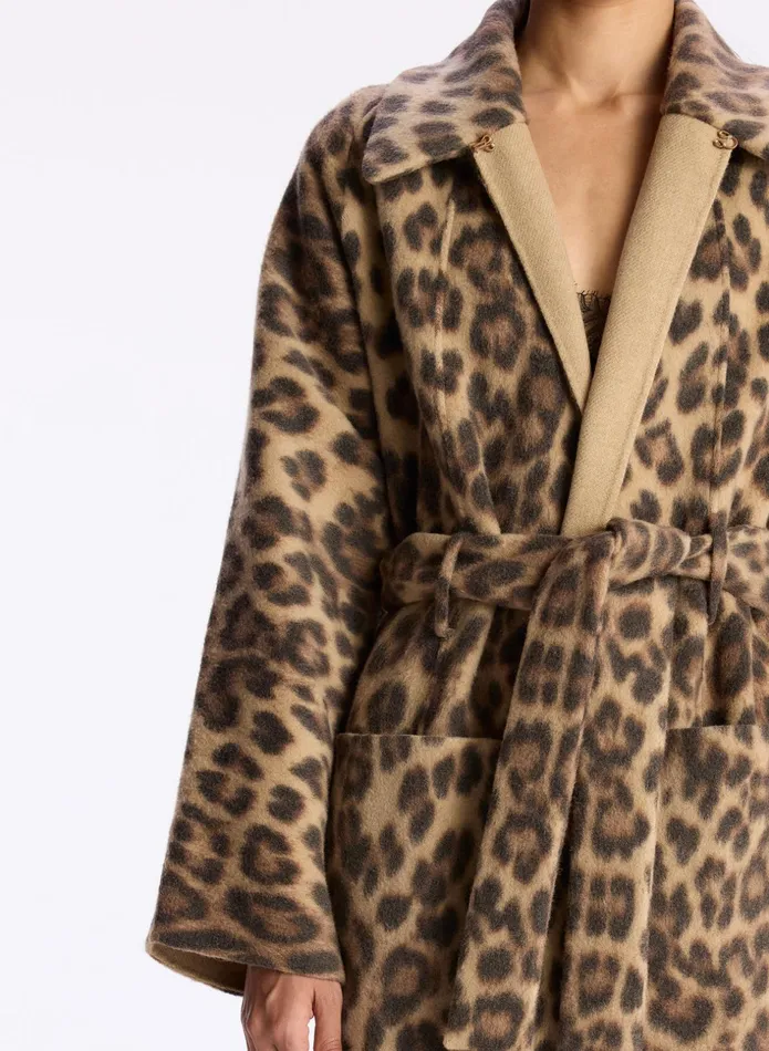ALC Jackets and Coats Winslet Printed Wool Coat Camelblack 8211 Women