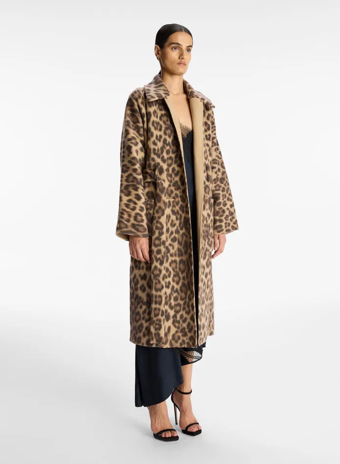 ALC Jackets and Coats Winslet Printed Wool Coat Camelblack 8211 Women