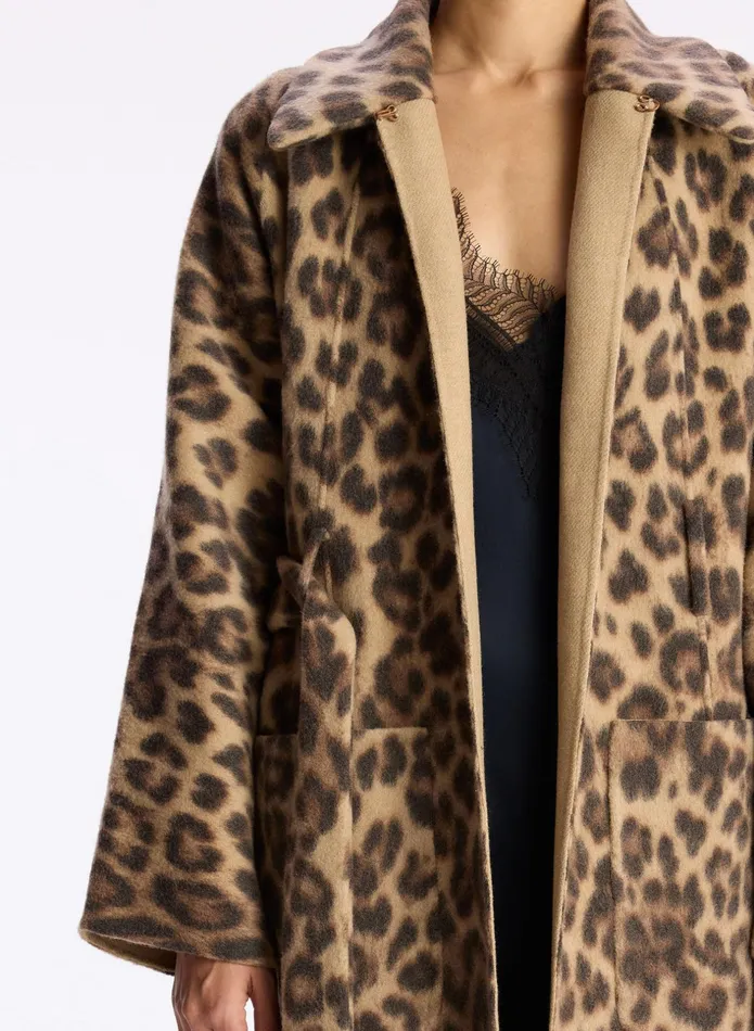 ALC Jackets and Coats Winslet Printed Wool Coat Camelblack 8211 Women