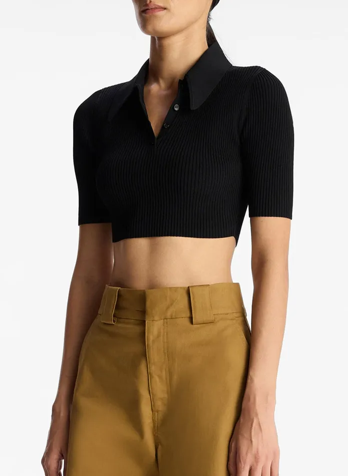 ALC Knitwear Cropped Atlas Rib Knit Top Black 8211 Women