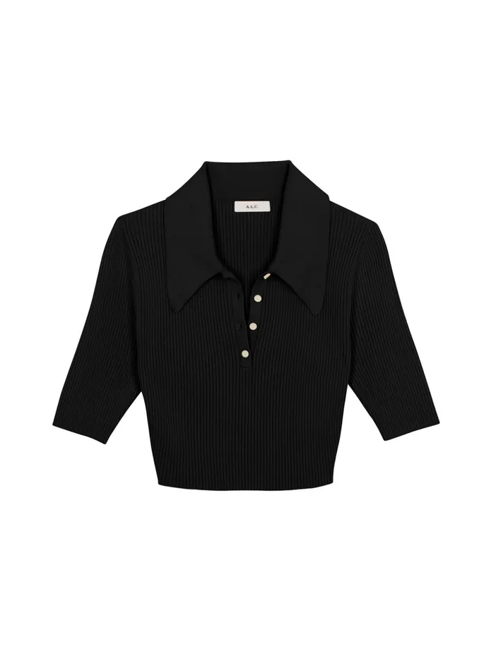 ALC Knitwear Cropped Atlas Rib Knit Top Black 8211 Women