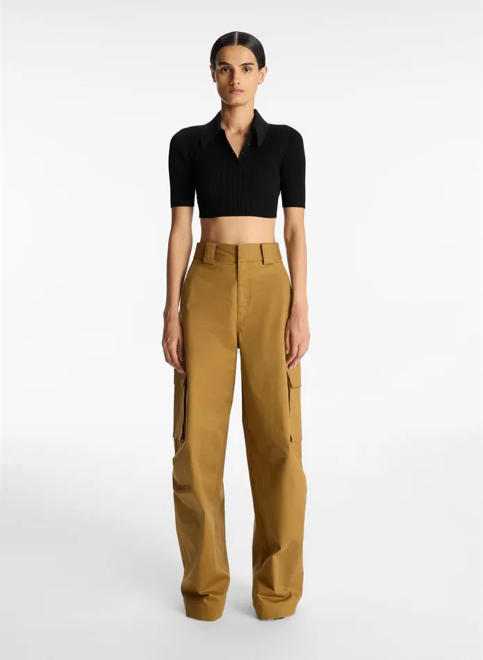 ALC Knitwear Cropped Atlas Rib Knit Top Black 8211 Women