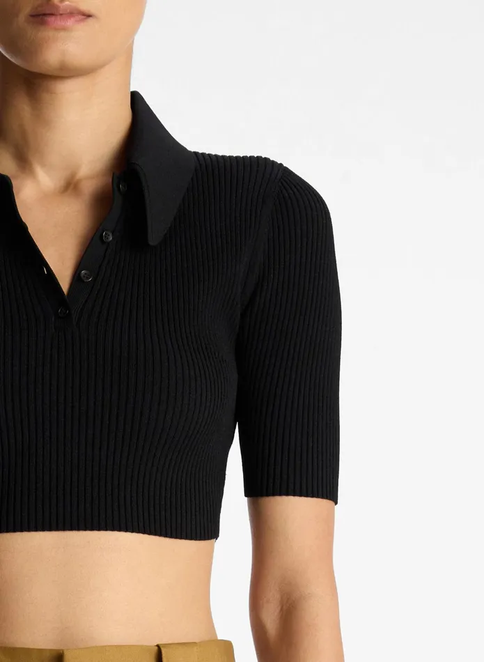 ALC Knitwear Cropped Atlas Rib Knit Top Black 8211 Women
