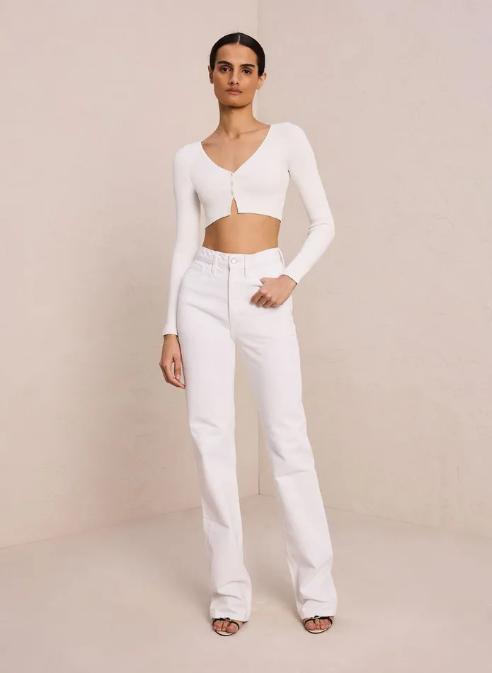 ALC Knitwear Hallie Ii Rib Knit Cardigan Off White 8211 Women