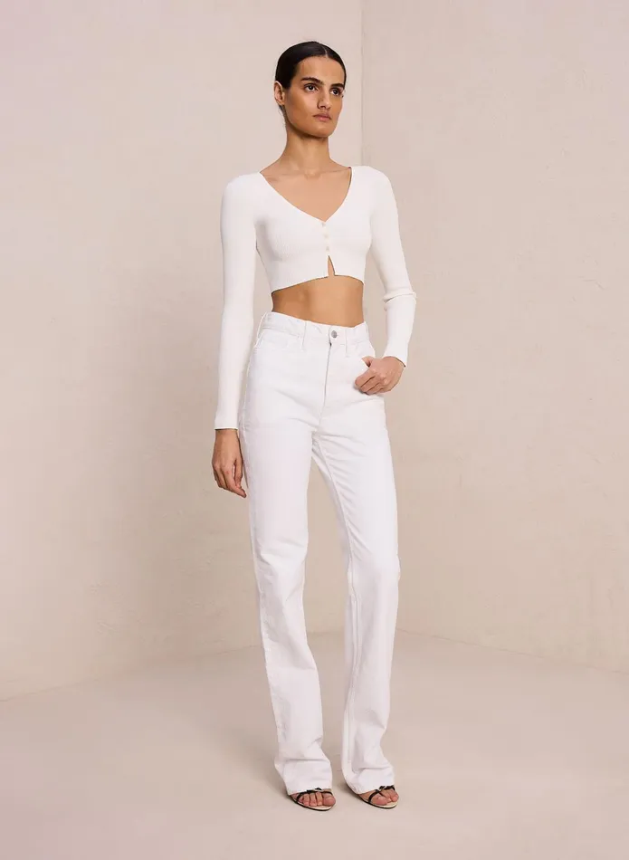 ALC Knitwear Hallie Ii Rib Knit Cardigan Off White 8211 Women