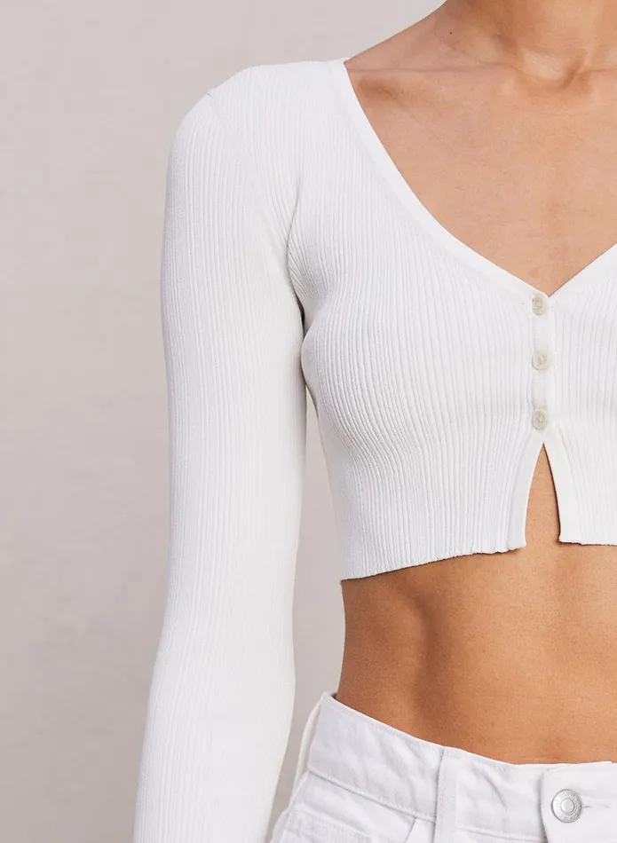 ALC Knitwear Hallie Ii Rib Knit Cardigan Off White 8211 Women